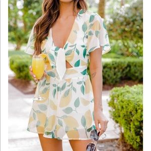 Pink lily lemon romper